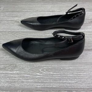 ANINE BING Spiked Ankle Wrap Point Toe Ballet Flat - Witchy Goth